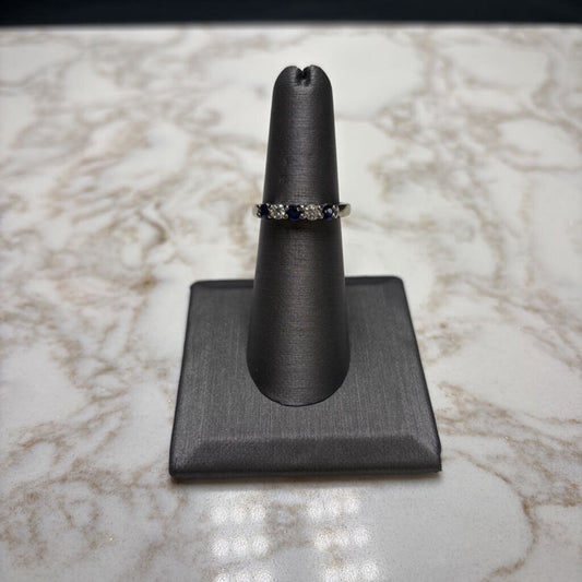 10KT WG 3 SAPPHIRE W/2RB ANNIVERSARY BAND SZ 7