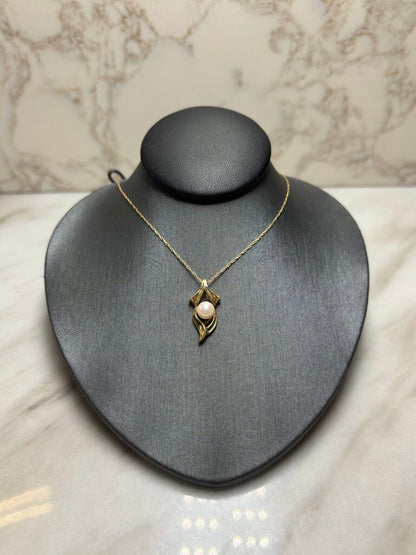 14KT YG FWP PENDANT ON 18" CHAIN