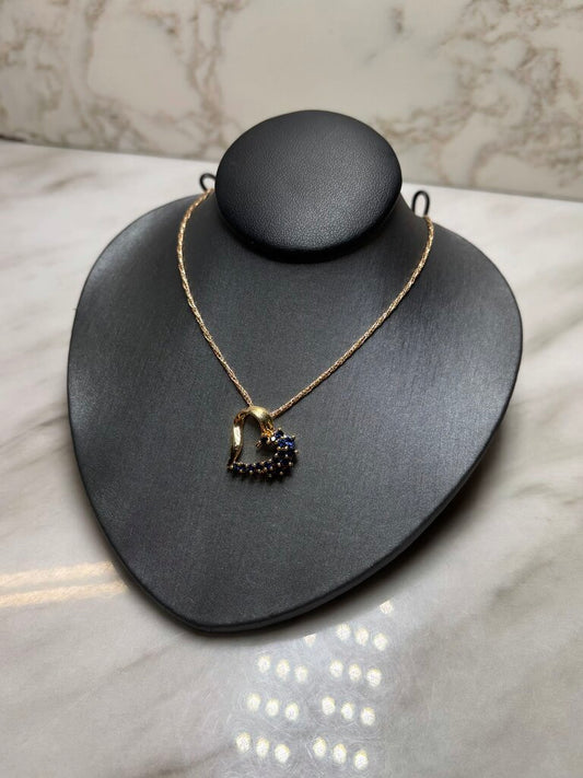 14KT YG HEART SAPPHIRE PENDANT ON 18" CHAIN