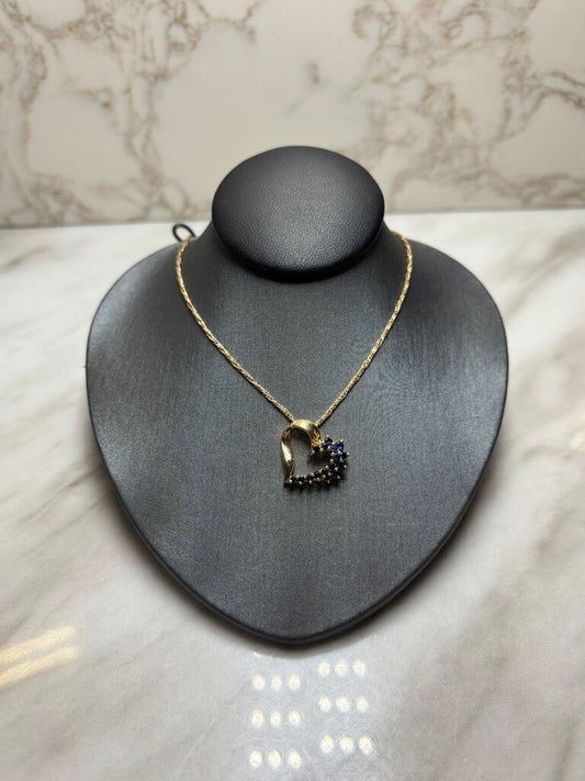 14KT YG HEART SAPPHIRE PENDANT ON 18" CHAIN