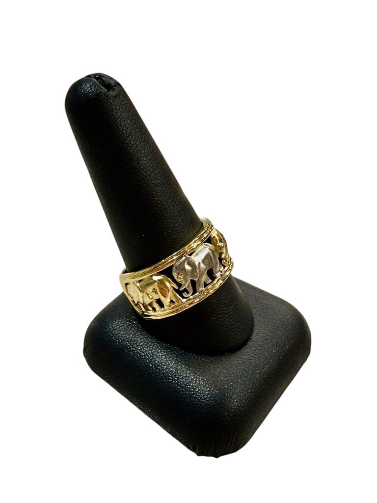 18KT/PLAT WIDE BAND ELEPHANT RING SZ 11