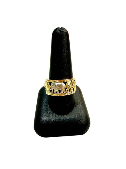 18KT/PLAT WIDE BAND ELEPHANT RING SZ 11