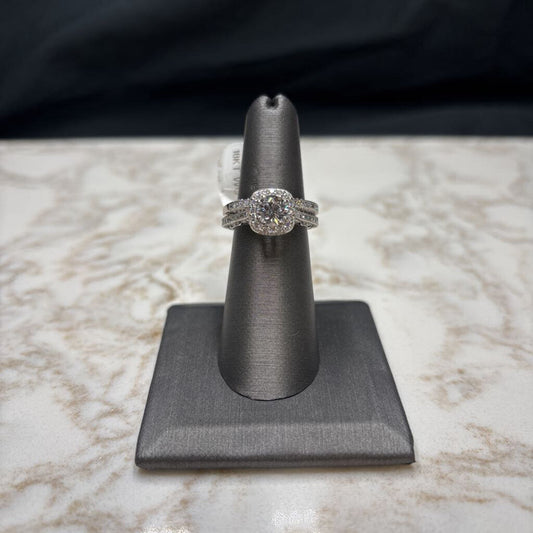 18KT WG .93CT VS2 F LAB GROWN RB CTR W/HALO MATCHING BAND TACORI WEDDINGSET 1.72TW UNSOLDERED SZ 6.5
