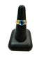 10KT YG OVAL BLUE TOPAZ SHELL LIKE BAND SZ 7