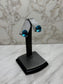 14KT YG LARGE OVAL BLUE TOPAZ STUD EARRINGS