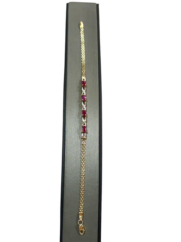10KT YG RUBY TENNIS BRACELET