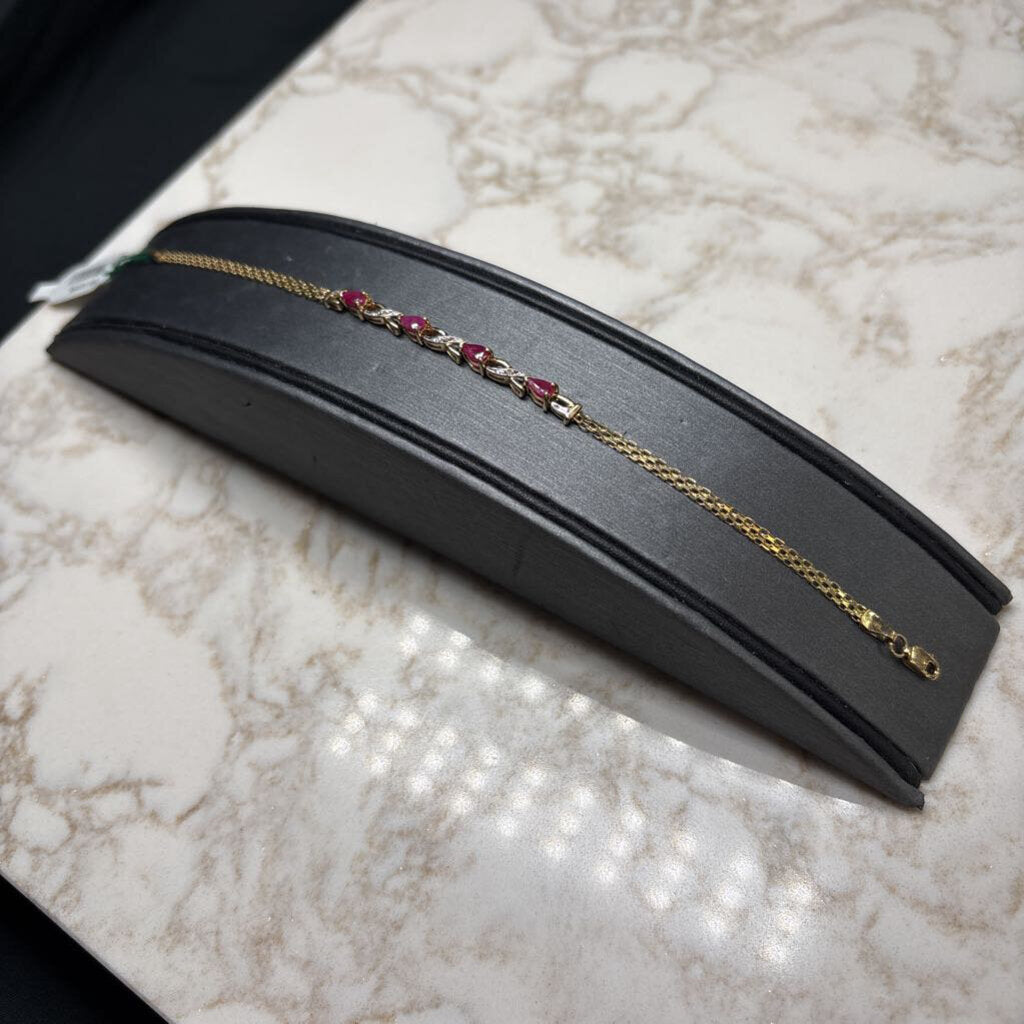 10KT YG RUBY TENNIS BRACELET