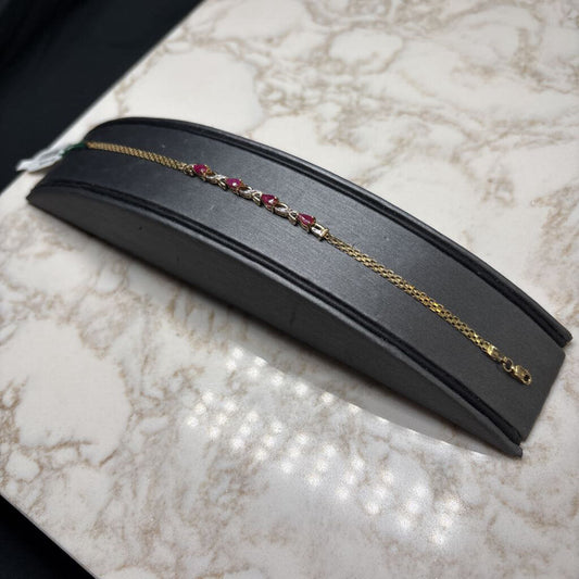10KT YG RUBY TENNIS BRACELET