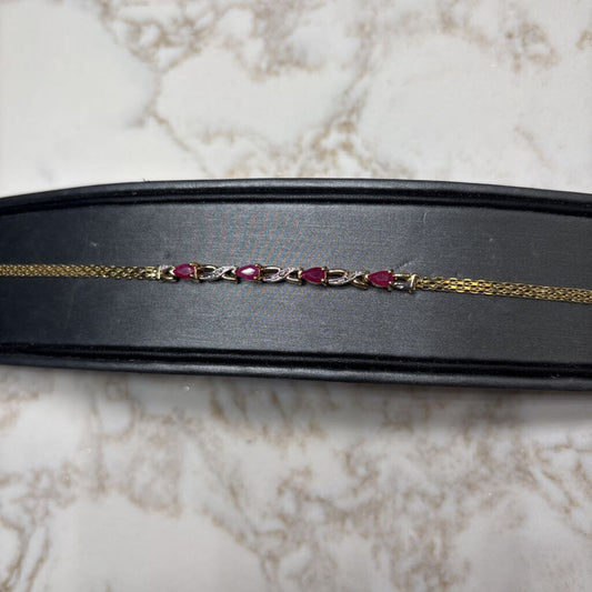 10KT YG RUBY TENNIS BRACELET