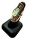 SS TURQ W/GOLD FLECKS BEZEL SET WIDE BAND SZ 7