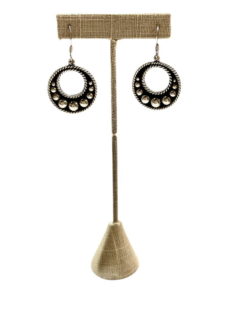 SS MEXICAN BEADED LG CIRCLE DANGLE EARRINGS