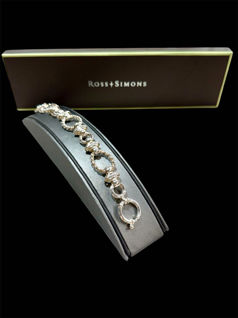 SS LARGE ROSS & SIMONS HOLLOW BRACELET W/BOX