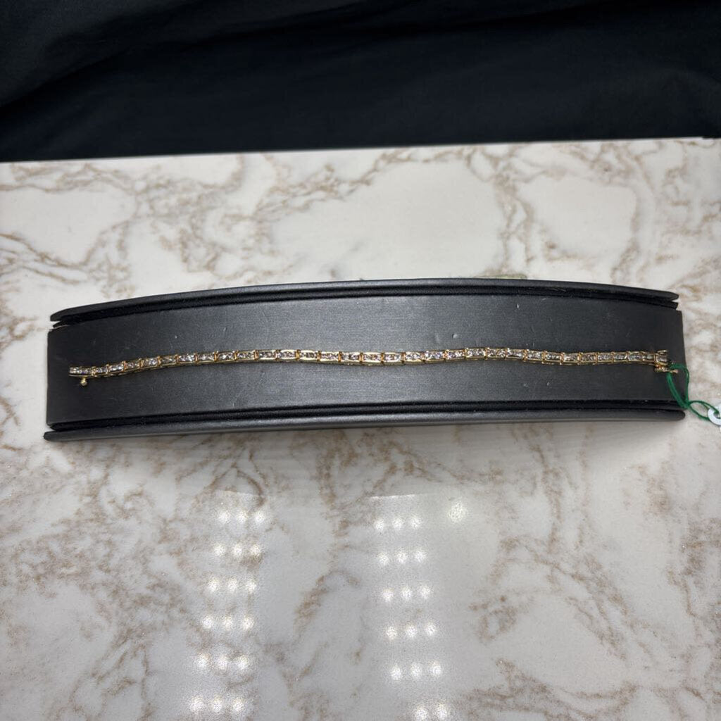 14KT YG 3CTTW CHANNEL SET TENNIS BRACELET