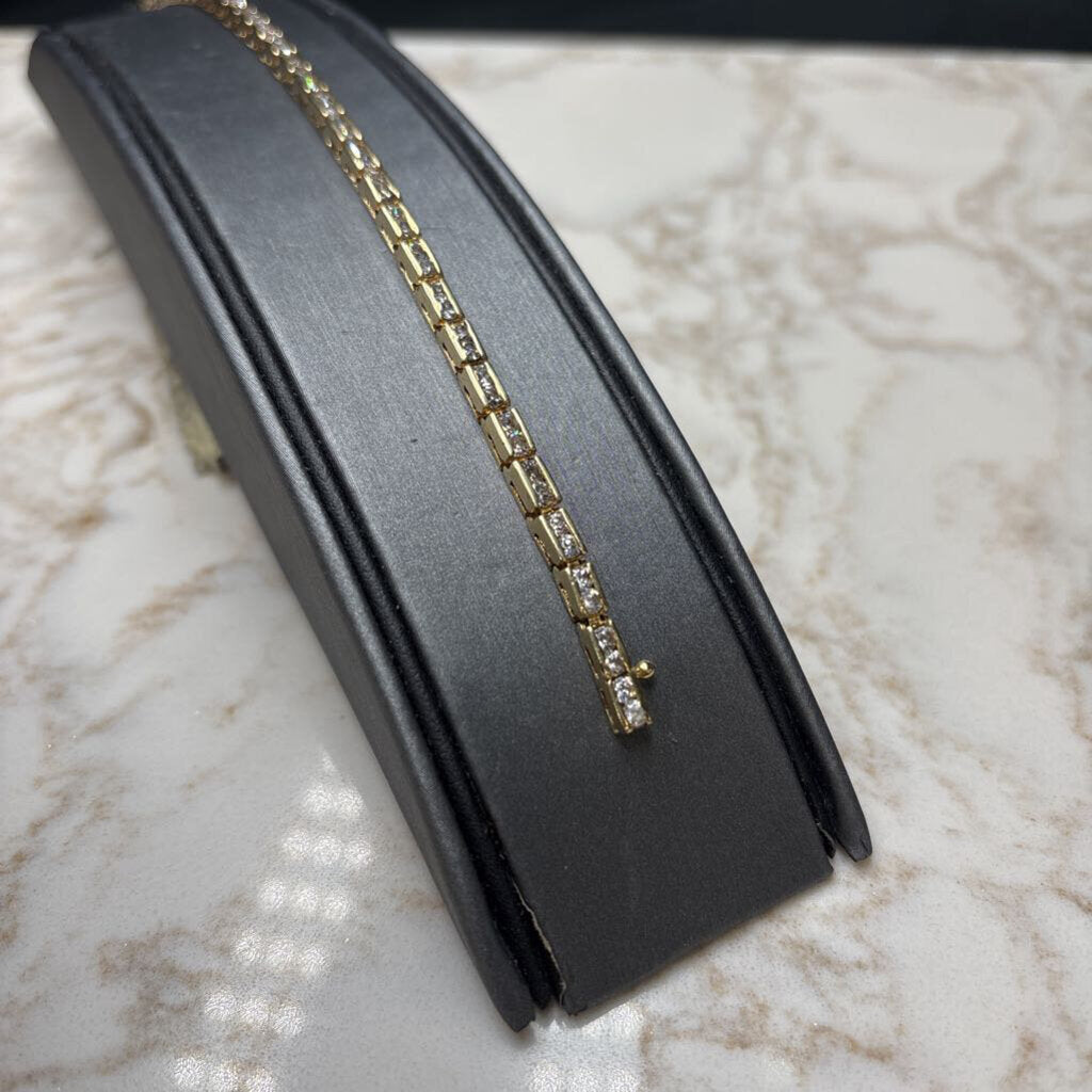 14KT YG 3CTTW CHANNEL SET TENNIS BRACELET