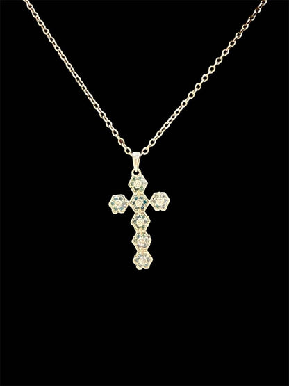 SS CROSS W/BLUE DIAMOND NO CHAIN