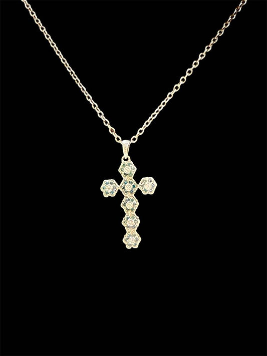 SS CROSS W/BLUE DIAMOND NO CHAIN