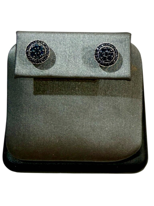 SS BLUE DIAMOND ILLUSION STUD EARRINGS NO BACKS