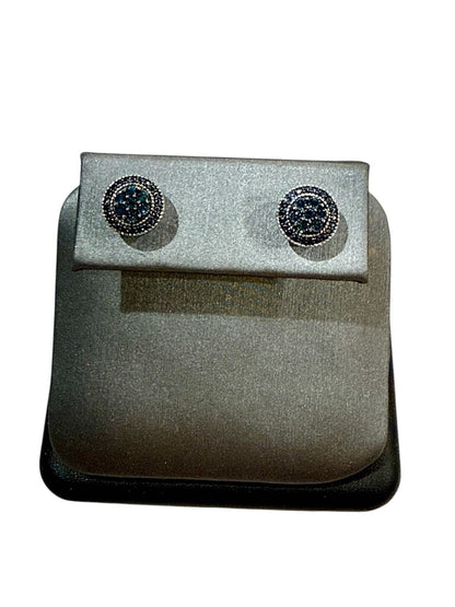 SS BLUE DIAMOND ILLUSION STUD EARRINGS NO BACKS