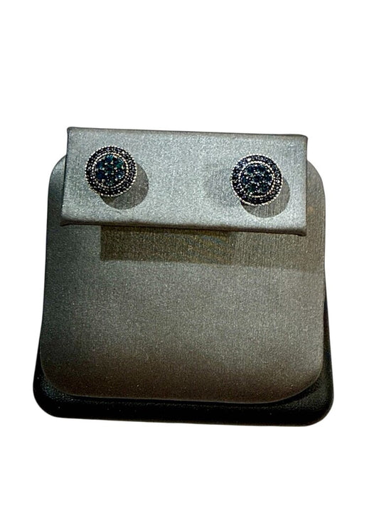 SS BLUE DIAMOND ILLUSION STUD EARRINGS NO BACKS