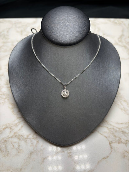 14KT WG 1/3CT CTR W/RB HALO 3/8CTTW ON 16"-18" CHAIN PAPERS