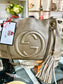 GUCCI INTERLOCKING G SOHO MEDIUM METALLIC LEATHER BAG