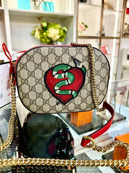 GUCCI GG SUPREME MONOGRAM KING SNAKE CROSSBODY