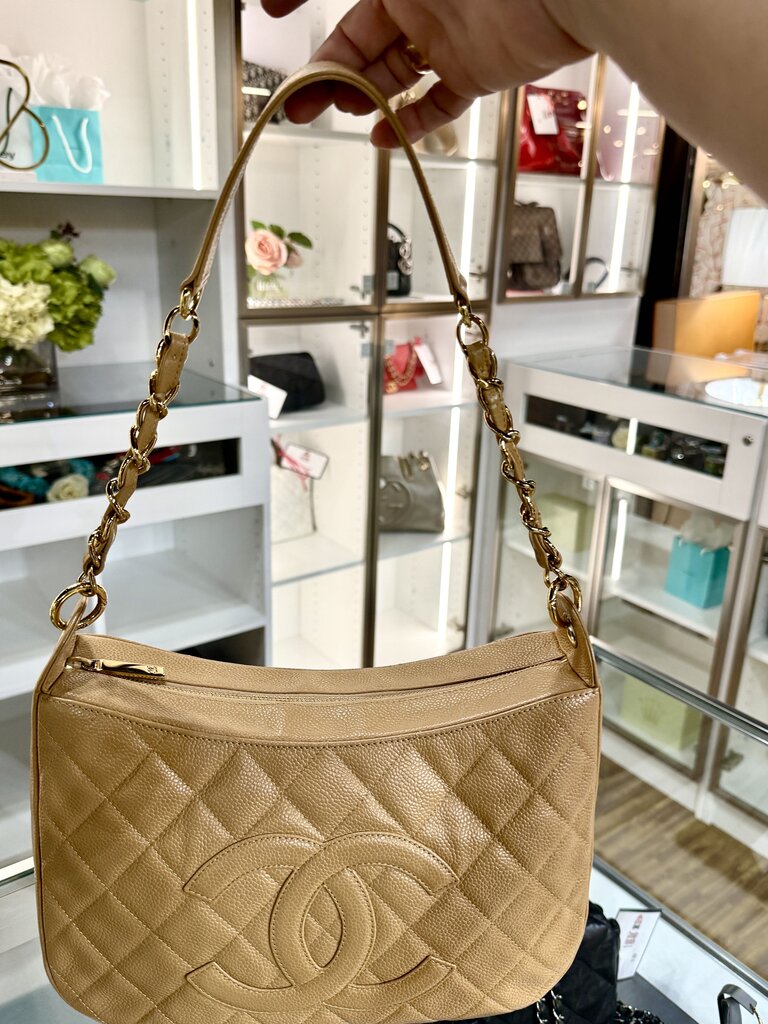 CHANEL CAVIAR QUILTED TIMELESS SHOULDER BEIGE