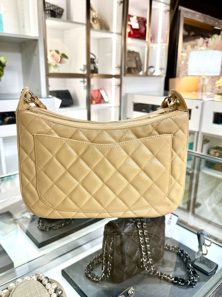 CHANEL CAVIAR QUILTED TIMELESS SHOULDER BEIGE