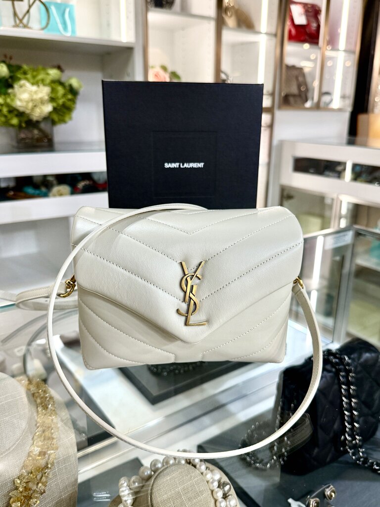 SAINT LAURENT CALF SKIN QUILTED MONOGRAM TOY LOULOU CROSSBODY BAG