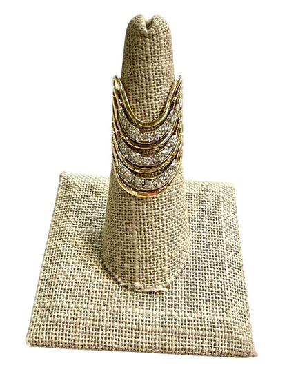 14KT YG LG FREEFORM DESIGN RING W/MELEE SZ 6.5
