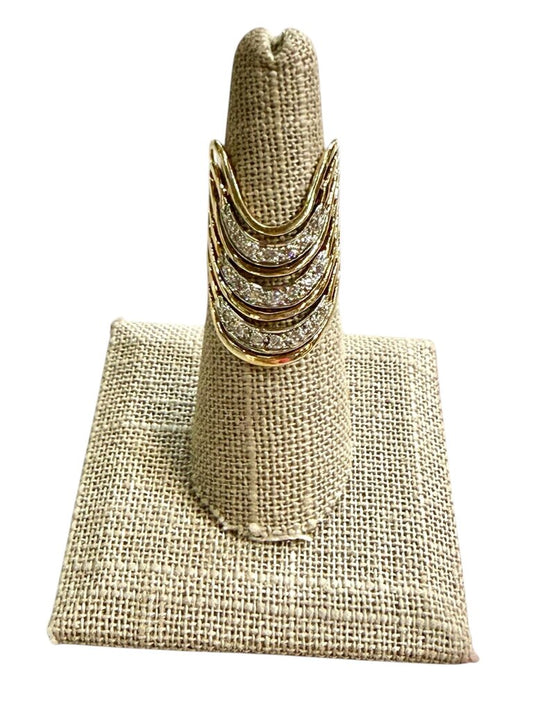 14KT YG LG FREEFORM DESIGN RING W/MELEE SZ 6.5
