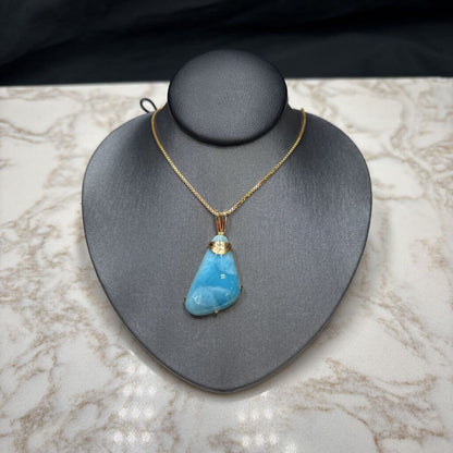 14KT YG W/SS GP CHAIN LARMAR STONE PENDANT