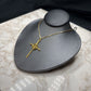 18KT YG SCROLLING CROSS PENDANT ON 18" SS/GP CHAIN
