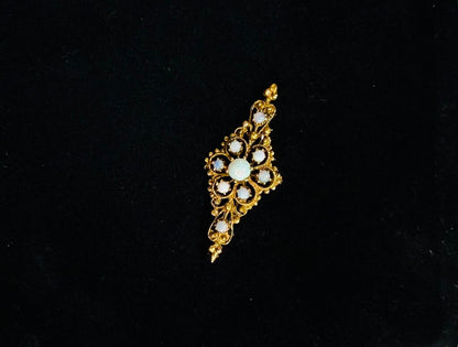 14KT YG OPAL PIN SCROLLING DESIGN