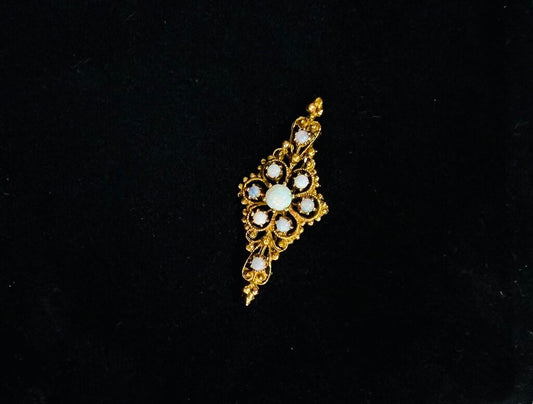 14KT YG OPAL PIN SCROLLING DESIGN