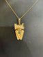 18KT YG W/ SS/GP CHAIN AZTEC W/EMERALD PENDANT WARRIOR