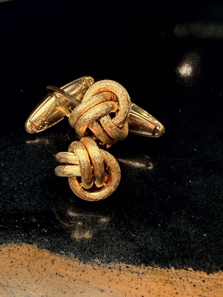 14KT YG DA VINCI STAMPED CUFF LINKS