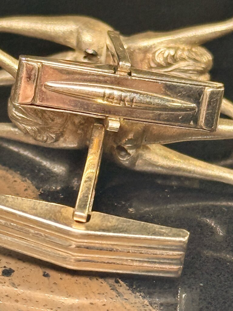 14KT YG NAKED LADY W/MARQ DIA CUFF LINKS