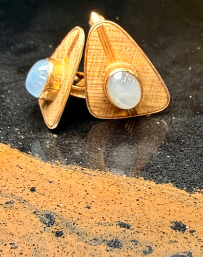 18KT YG LAVENDER STAR SAPPHIRE CUFF LINKS