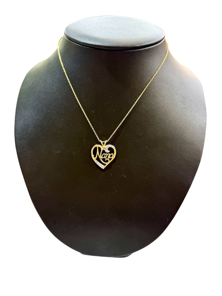 SS/GP NANA HEART PENDANT ON 18" CHAIN