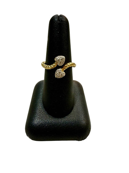 SS/PLATED BYPASS HEART W/1 ACCENT DIA RING SZ 7.5