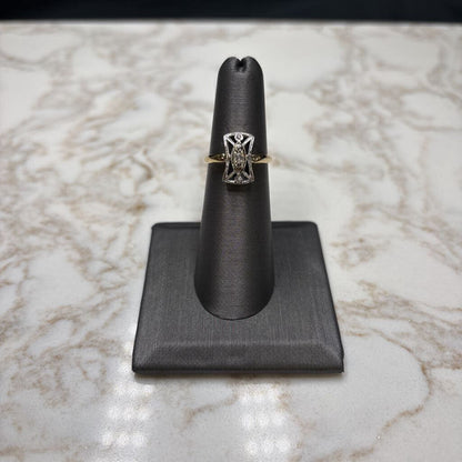 14KT TUTONE VINTAGE RING EURO CUT SZ 6