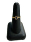 14KT YG OVAL SAPPHIRE CTR W/RB HALO RING SZ 7