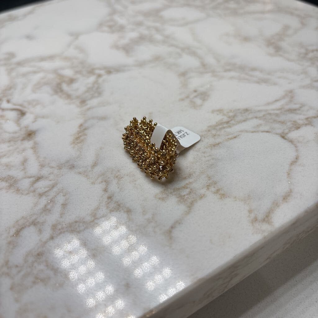 14KT YG MESH RING W/CORALLINA GRAINS OF WHEAT DESIGN RING SZ 6.5