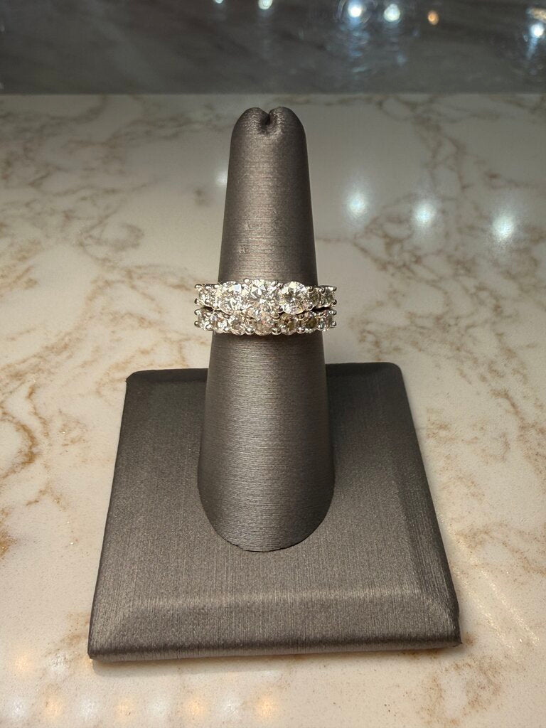 14KT WG PPF 1/2CT RB CTR W/ 3/8RB EA &11RB WEDSET SOLDERED SZ 7
