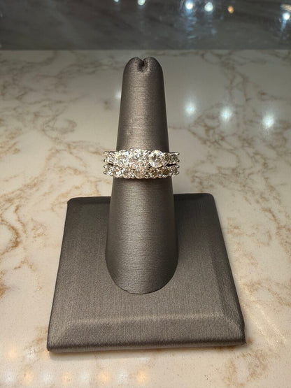 14KT WG PPF 1/2CT RB CTR W/ 3/8RB EA &11RB WEDSET SOLDERED SZ 7