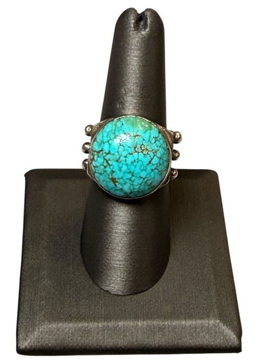 SS BEZEL SET HUBEI TURQ RING SZ 6.5