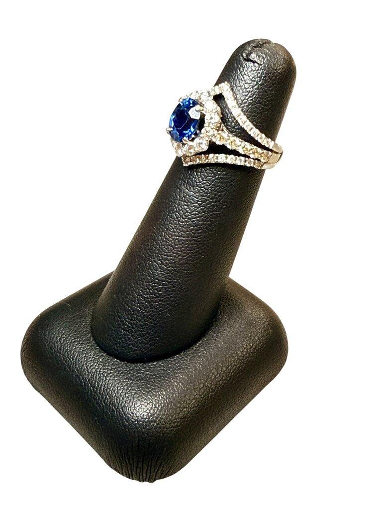 14kt/18kt WG 3 BANDS 1.62CT DIFFUSION SAPHIRE CTR 1 3/8CTTW SZ 4.5 W/ CLARKS JEWELRY PAPERS