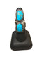 SS DOUBLE TURQ RING SZ 6
