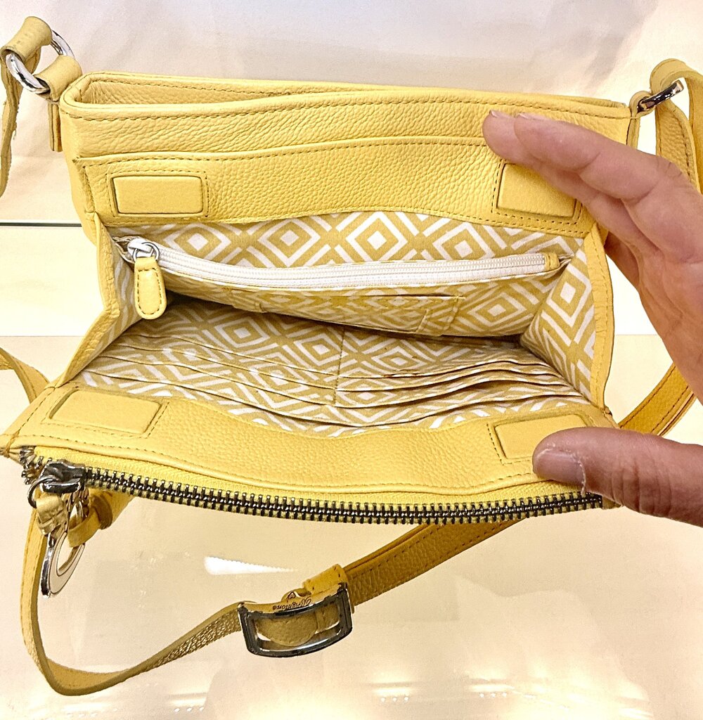 BRIGHTON YELLOW BARBADOS CITY BAG ORGANIZER CROSSBODY